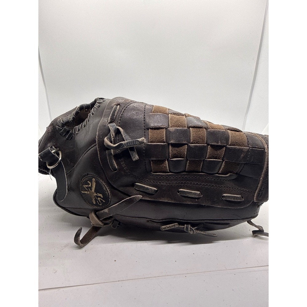 2XS Sports Baseball Glove Brown Genuine Leather Hand Crafted Woven Basket Web